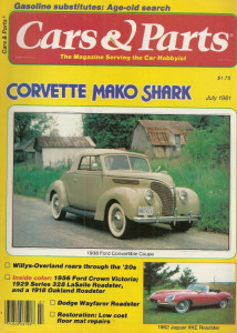 CARS & PARTS 1981 JULY - 38 FORD, MAKO SHARK, 56 CROWN VIC, WAYFARER, XKE